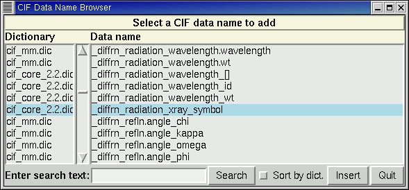 example CIFEDIT screen display