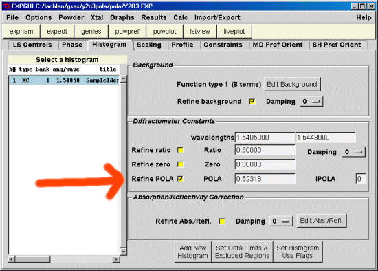 GSAS via EXPGUI interface with POLA parameter