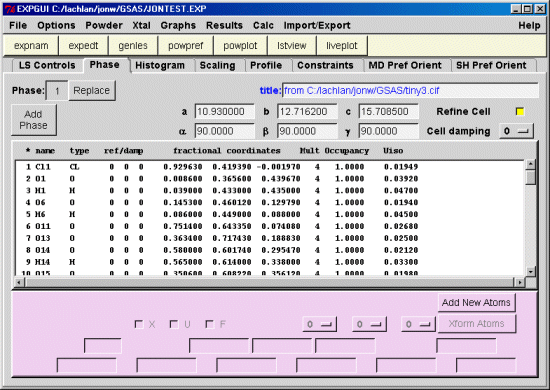 Importing a CIF file into GSAS