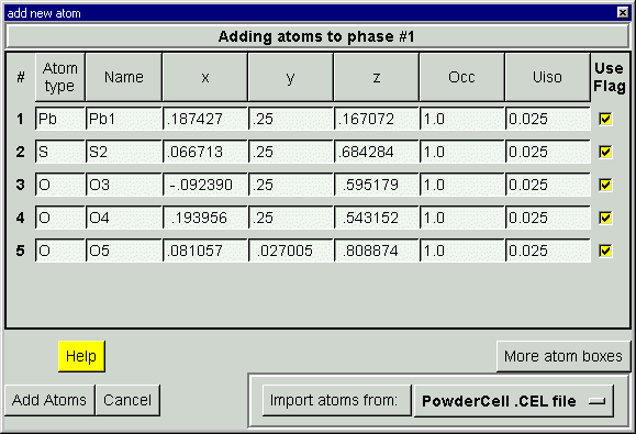 Adding the atom information