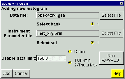 Selecting the data and PRM file