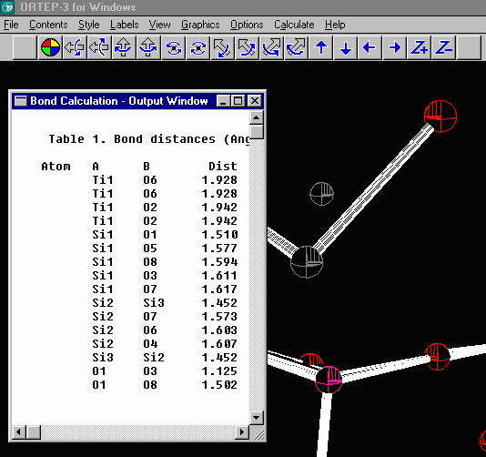 Imported Structure in GUI WinOrtep