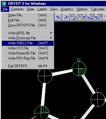 Output the structure into Shelx INS format