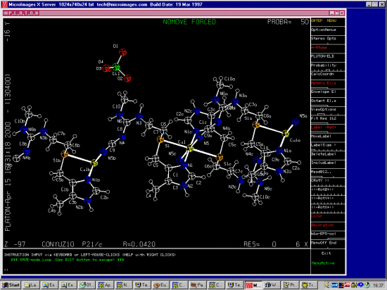 Platon graphically presents the results from the structure search on the screen