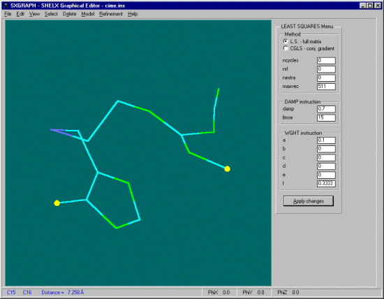 Selecting atoms in SXGRAPH