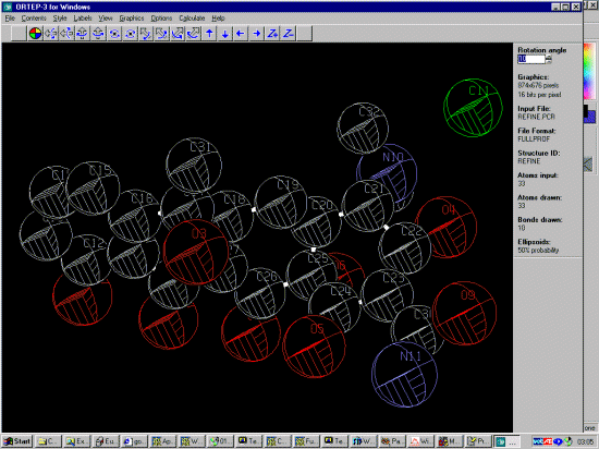 Ortep-3 with a Fullprof pcr structure file