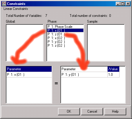 Model Constraints dialog windows