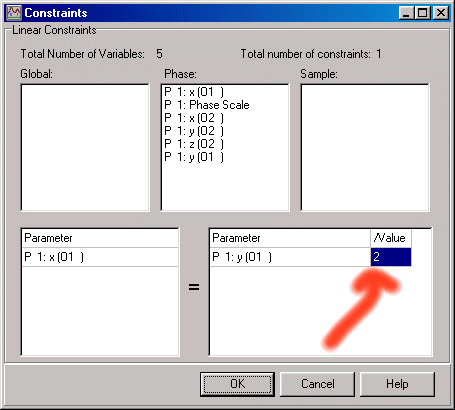 Model Constraints dialog windows