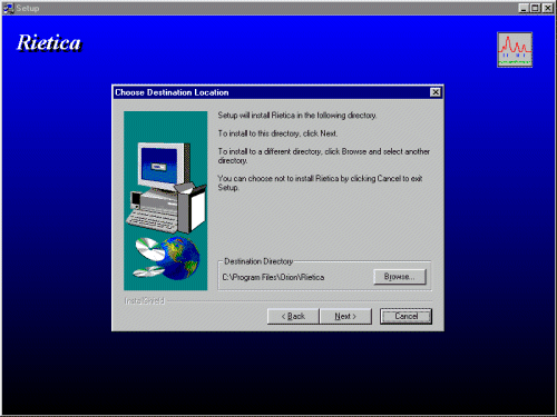 Rietica Setup Prompts for Installation Directory