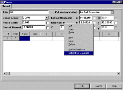 Selecting the save liti structure to the
LHPM-Rietica Structure Database