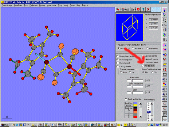 Gretep Main Screen and selecting bond labels