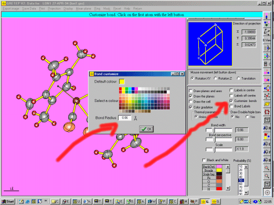 Customizing bond radius and colour