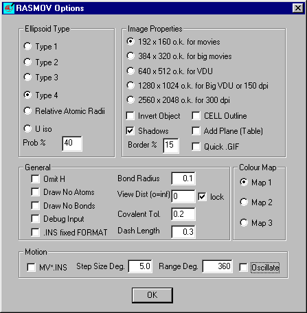 Setting RASMOV Movie Generator options
