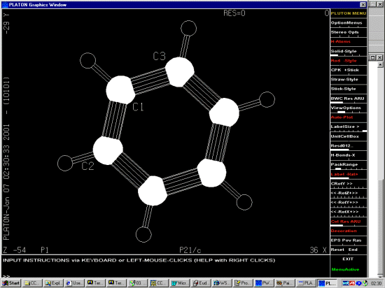 Monoclinic structure in viewed in Pluton mode